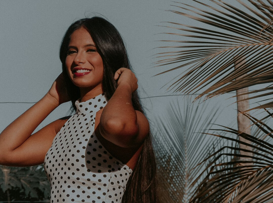 Smiling professional woman with dark hair